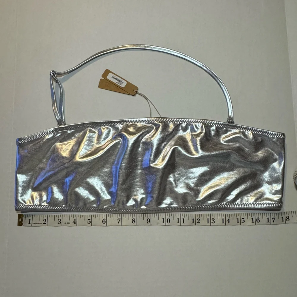 Skims Nickel (Silver Metallic) Bandeau Bikini Top size 3X NWT